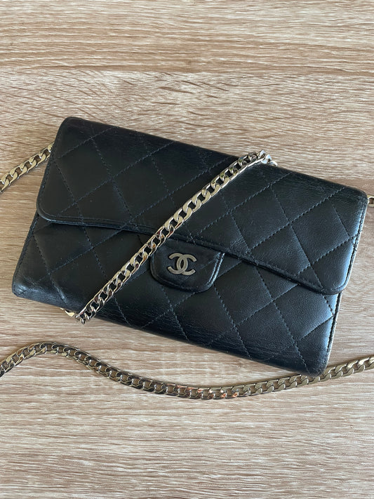 Chanel Matelasse Long Trifold Wallet on Chain
